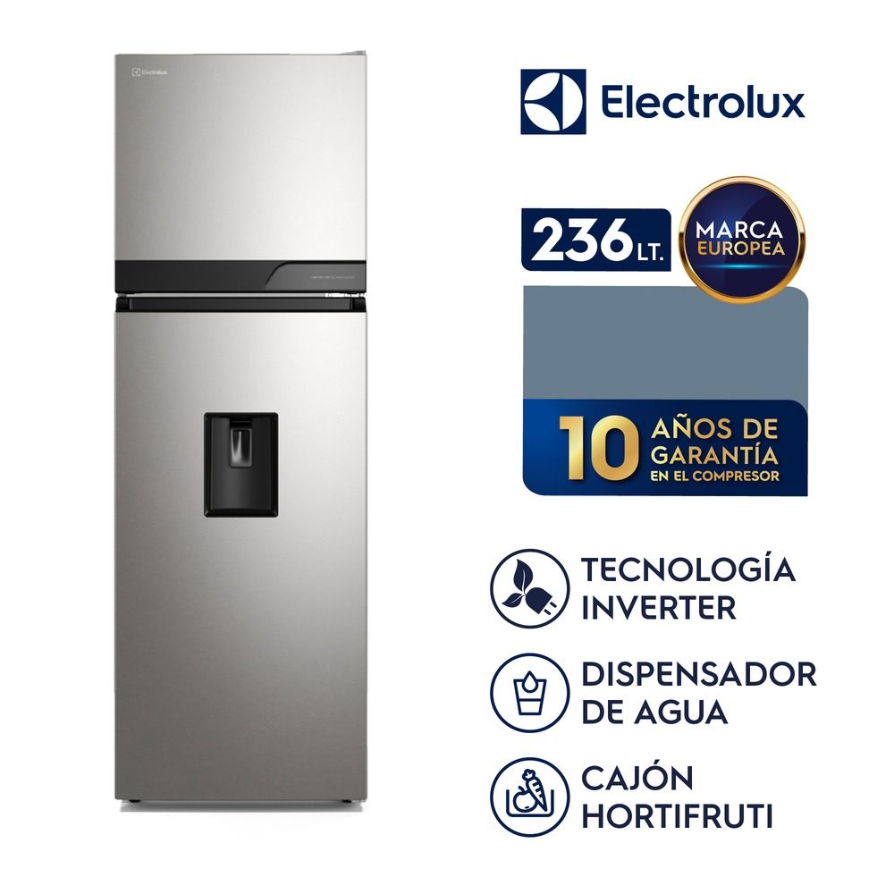 Imagen 2 del producto Refrigeradora Electrolux ERT25A2P6DS Top Freezer 236L No Frost, Inverter, dispensador de agua, plata
